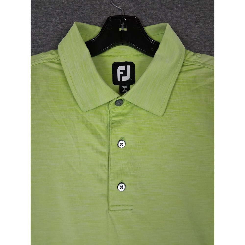 FJ‎ Mens Shirt XL Neon Green Heathered Golf Polo Performance Knit Casual